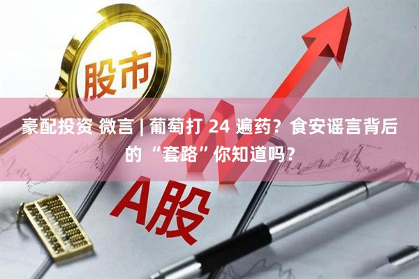 豪配投资 微言 | 葡萄打 24 遍药？食安谣言背后的 “套路”你知道吗？