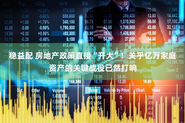 稳益配 房地产政策直接“开大”！关乎亿万家庭资产的关键战役已然打响